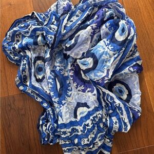 Blue and White Nazar Evil Eye Protection Patterned Scarf 🧿